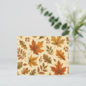 Herbstlaub-Muster | Wasserfarben Herbstlaub  Postkarte (Stehend Vorderseite)