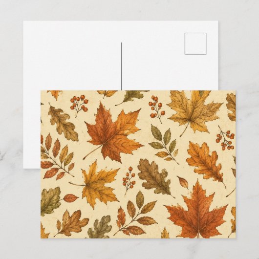 Herbstlaub-Muster | Wasserfarben Herbstlaub  Postkarte (Vorne/Hinten)