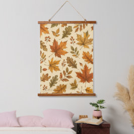 Herbstlaub-Muster | Wasserfarben Herbstlaub  Wandteppich Mit Holzrahmen