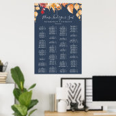 Herbstlaub | Navy Blue Alphabetification Seekarte Poster (Heimbüro)