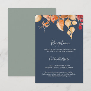 Herbstlaub   Navy Blue Empfang Insert Card