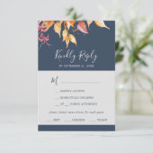 Herbstlaub | Navy Blue Menu Choice RSVP Card Karte (Stehend Vorderseite)