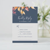 Herbstlaub | Navy Blue Song Request RSVP Card Karte (Stehend Vorderseite)