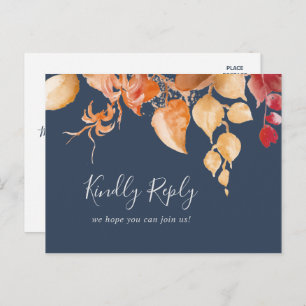 Herbstlaub Navy Blue Song Request UAWG Postcard Einladungspostkarte