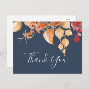 Herbstlaub   Navy Blue Vielen Dank Postcard Postkarte