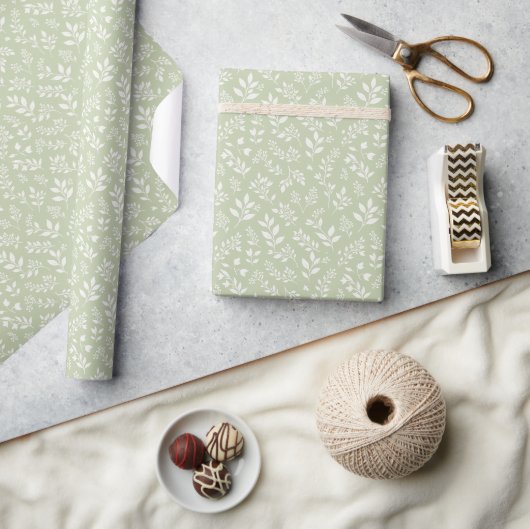 Herbstlaub Neutral - Sanftes Oliv Geschenkpapier (Kunsthandwerk)
