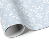 Herbstlaub Neutral - Staubblau Geschenkpapier (Rolleneckpunkt)