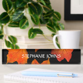 Herbstlaub Orange Mit Monogramm Name Black 2020 Namensplakette
