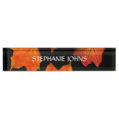 Herbstlaub Orange Mit Monogramm Name Black 2020 Namensplakette (Vorderseite)