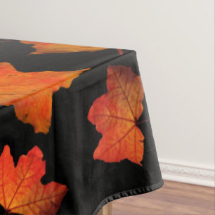Herbstlaub Orangenapfelbaum Schwarzes Party Tischdecke