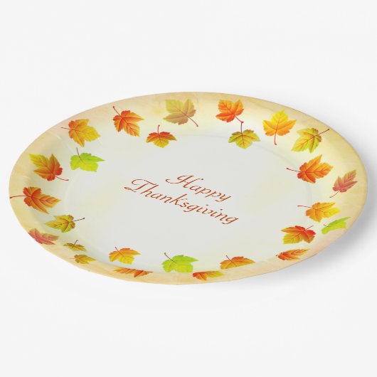 Herbstlaub Pappteller (Schrägansicht)