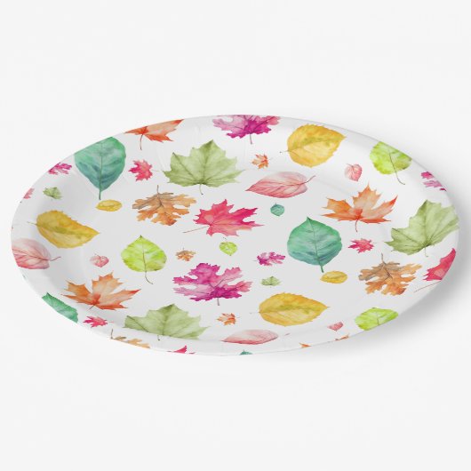 Herbstlaub Pappteller (Schrägansicht)