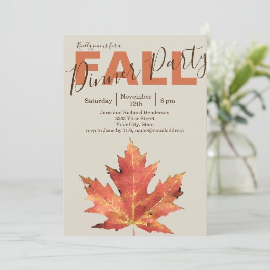 Herbstlaub Party Einladung (Stehend Vorderseite)