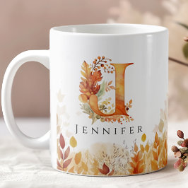 Herbstlaub Personalisiert Monogram Initial Letter Kaffeetasse