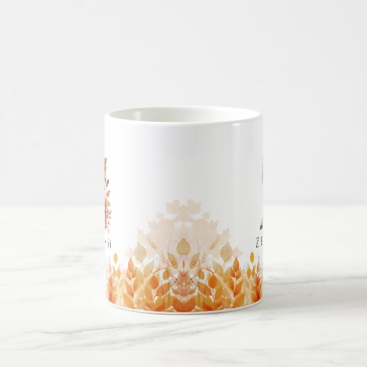 Herbstlaub Personalisierte Monogramm Anfangsbuchst Kaffeetasse (Mittel)