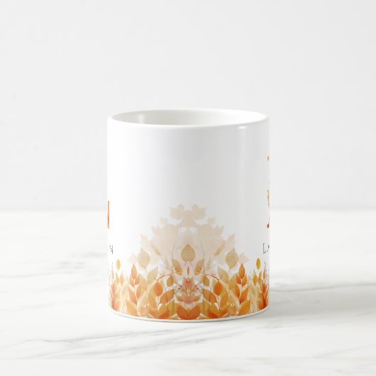Herbstlaub Personalisierter Monogramm Anfangsbuchs Kaffeetasse (Mittel)
