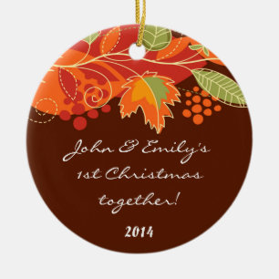 Herbstlaub personalisierter Namensschmuck Keramik Ornament