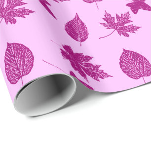 Herbstlaub - Pflaume und Orchideenrosa Geschenkpapier