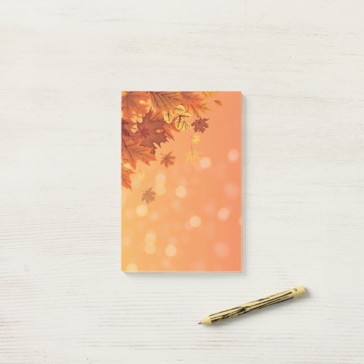 Herbstlaub Postnotizen Post-it Klebezettel (Auf Schreibtisch)