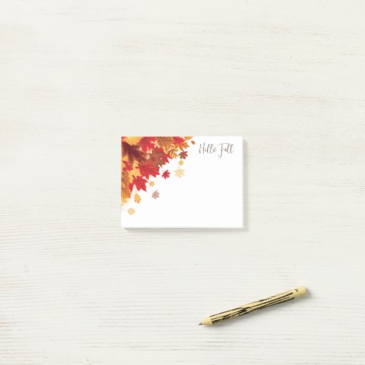 Herbstlaub Postnotizen Post-it Klebezettel (Auf Schreibtisch)