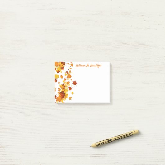 Herbstlaub Postnotizen Post-it Klebezettel (Auf Schreibtisch)