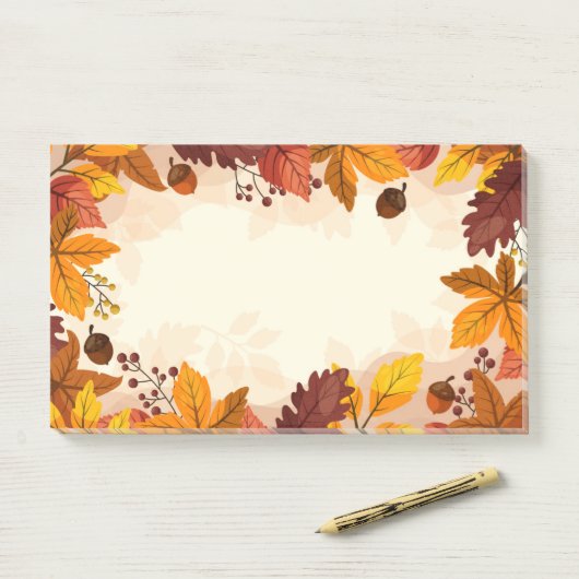 Herbstlaub Postnotizen Post-it Klebezettel (Auf Schreibtisch)