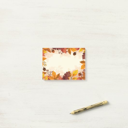 Herbstlaub Postnotizen Post-it Klebezettel (Auf Schreibtisch)