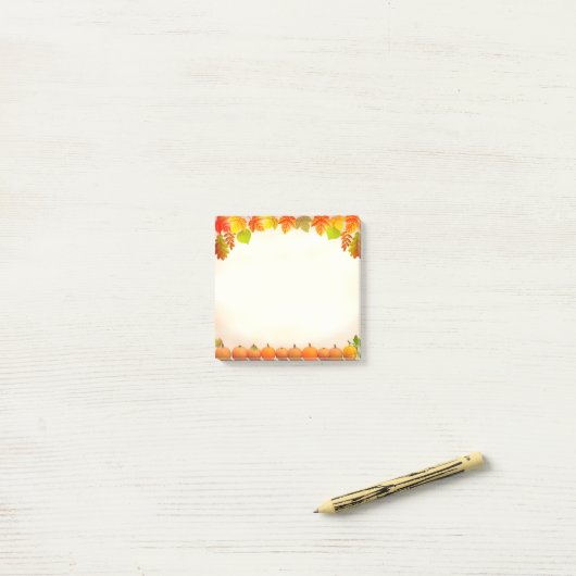 Herbstlaub & Pumpkins auf Scroll Post-it Klebezettel (Auf Schreibtisch)