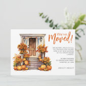 Herbstlaub Pumpkins Porch Moving Ankündigung (Stehend Vorderseite)
