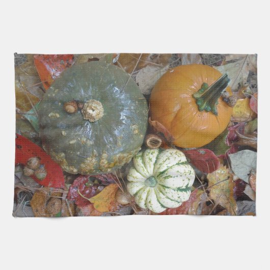 Herbstlaub Pumpkins und Gourds Geschirrtuch (Horizontal)