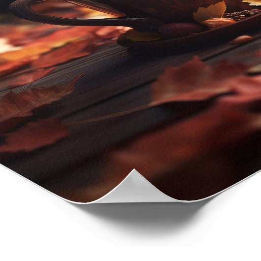 Herbstlaub Pumpkins und Kaffee Poster (Ecke)