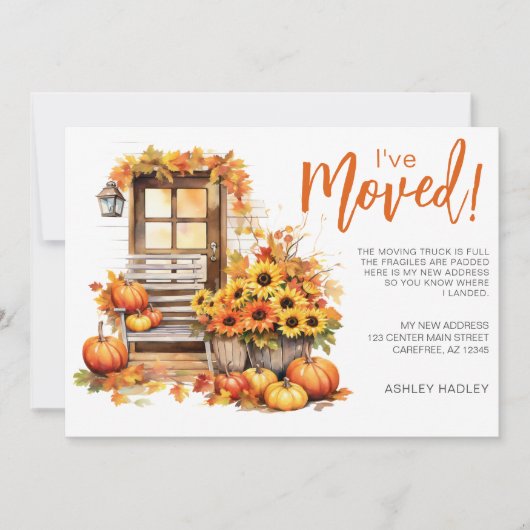 Herbstlaub Pumpkins Vordertür bewegen Ankündigung (Vorderseite)