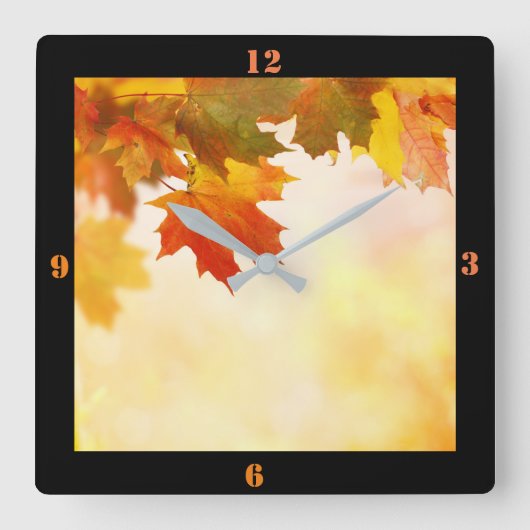 Herbstlaub Quadratische Wanduhr (Vorderseite)