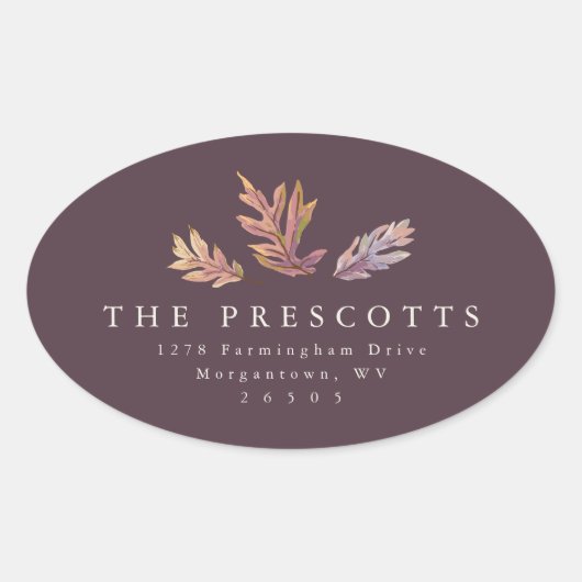 Herbstlaub Rücksendeadresse Ovaler Aufkleber (Vorderseite)