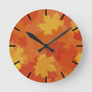 Herbstlaub Runde Wanduhr