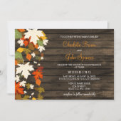 Herbstlaub Rustic Barn Wood Hochzeit im Herbst läd Einladung (Vorderseite)