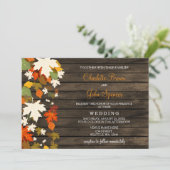 Herbstlaub Rustic Barn Wood Hochzeit im Herbst läd Einladung (Stehend Vorderseite)