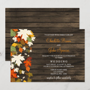 Herbstlaub Rustic Barn Wood Hochzeit im Herbst läd Einladung