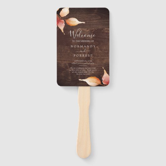 Herbstlaub Rustic Brown Wood Wedding Program Fan Fächer (Vorderseite)