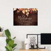Herbstlaub | Rustic Brown Wood Welcome Wedding Poster (Heimbüro)