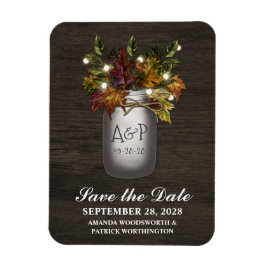 Herbstlaub Rustic Mason Jar Speichern Sie die Datu Magnet