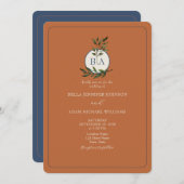 Herbstlaub Rustic Terracotta Hochzeit Einladung (Vorne/Hinten)