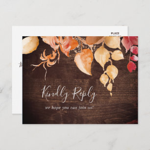 Herbstlaub Rustic Wood Menu UAWG Postkarte