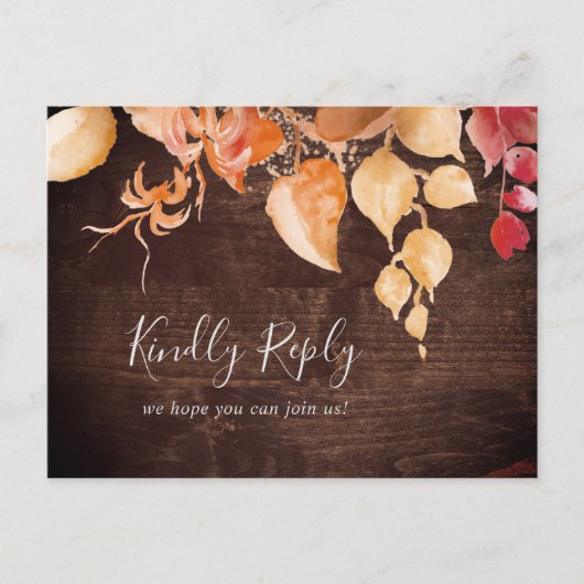 Herbstlaub Rustic Wood Menu UAWG Postkarte (Vorderseite)