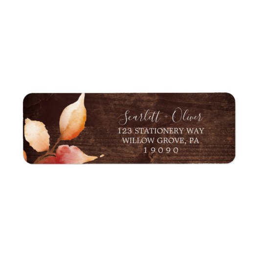 Herbstlaub | Rustic Wood Return Address Label (Vorne)