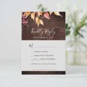 Herbstlaub | Rustic Wood Song Request RSVP Card Karte (Stehend Vorderseite)