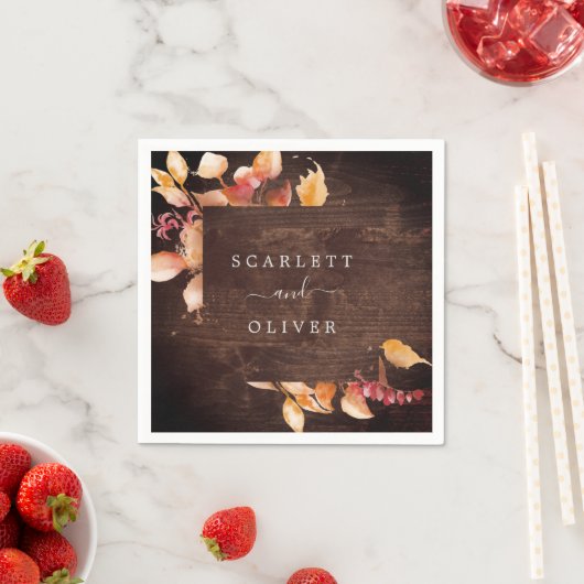 Herbstlaub | Rustikale Braun - Hochzeit Serviette (Beispiel)