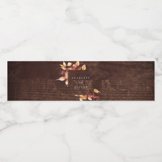 Herbstlaub | Rustikale Braun - Hochzeit Wasserflaschenetikett (Einzelnes Label)