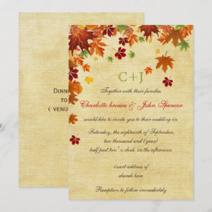 Herbstlaub Rustikale Hochzeit Einladung