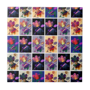Herbstlaub Rustikale Patchwork-Quilt-Collage Fliese